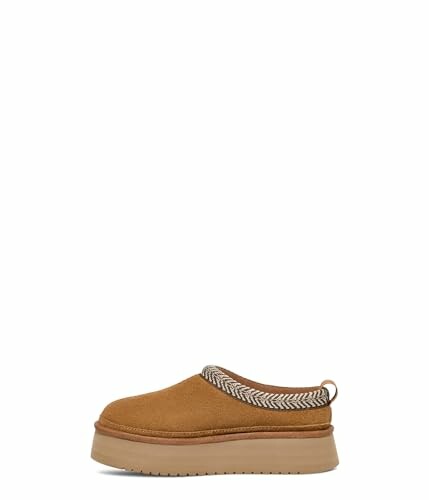 Brown suede slip-on shoe with thick sole