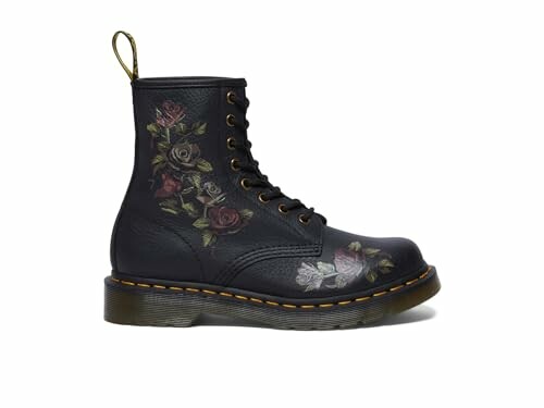 Black boot with floral embroidery