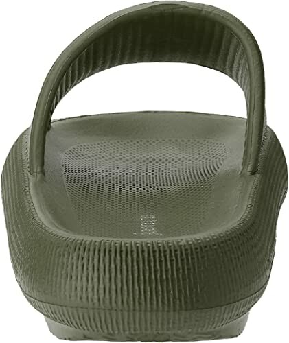 Back view of a green slip-on sandal